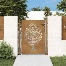   vidaXL rozsdaszínű famintás corten acél kerti kapu 105 x 155 cm