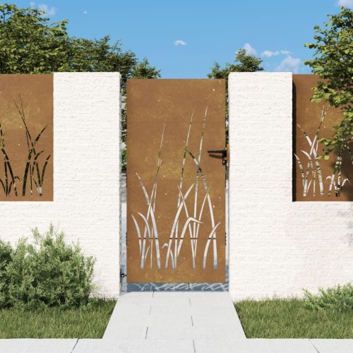 vidaXL fűmintás corten acél kerti kapu 85 x 200 cm