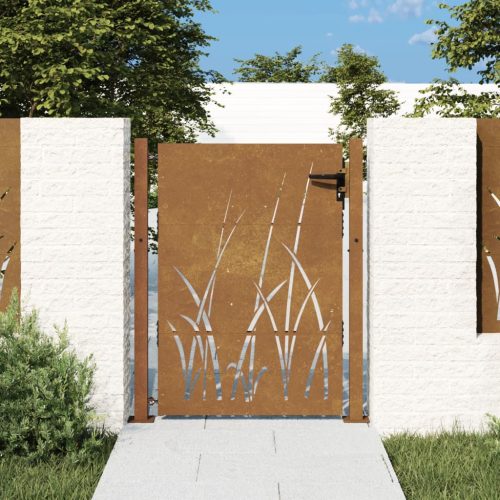 vidaXL fűmintás corten acél kerti kapu 105 x 130 cm