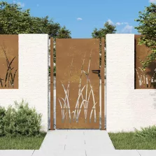 vidaXL fűmintás corten acél kerti kapu 100x175 cm