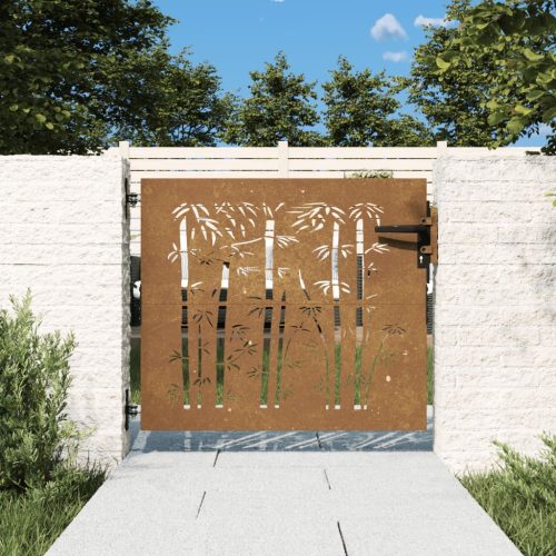 vidaXL bambuszmintás corten acél kerti kapu 85 x 75 cm