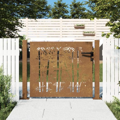 vidaXL bambuszmintás corten acél kerti kapu 105 x 80 cm