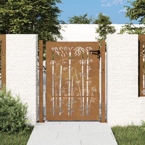 vidaXL bambuszmintás corten acél kerti kapu 105 x 130 cm