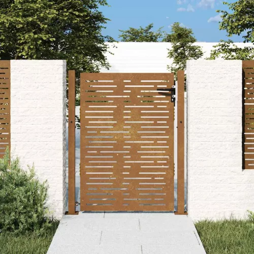 vidaXL Corten acél kerti kapu 105 x 155 cm, négyzet alakú kivitelben
