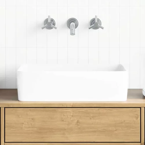 vidaXL fehér téglalap alakú kerámia mosdókagyló 48x37x13 cm