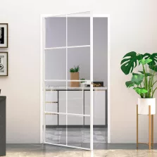   vidaXL fehér edzett üveg és alumínium vékony beltéri ajtó 102x201,5 cm