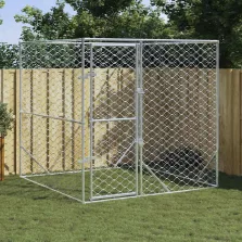   vidaXL ezüstszínű kültéri horganyzott acél kutyakennel 2x2x2 m