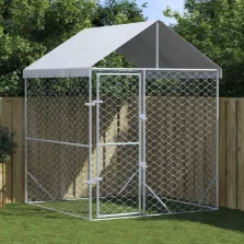   vidaXL ezüstszínű horganyzott acél kutyakennel tetővel 2x2x2,5 m