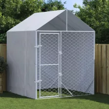  vidaXL ezüstszínű horganyzott acél kutyakennel tetővel 2x2x2,5 m