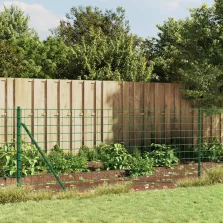 vidaXL zöld dróthálós kerítés cövekekkel 1x10 m