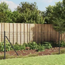   vidaXL antracitszürke dróthálós kerítés cövekekkel 1x25 m
