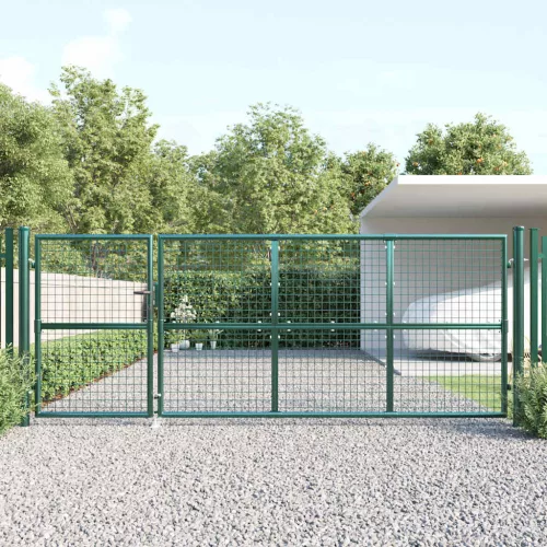 vidaXL zöld horganyzott acél hálós kerti kapu 350 x 125 cm