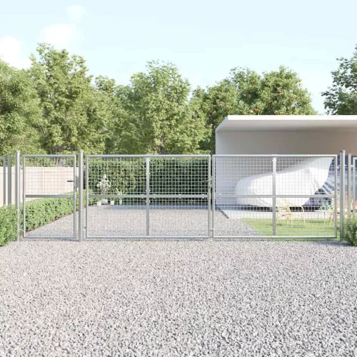 vidaXL ezüst színű horganyzott acél hálós kerti kapu 500 x 125 cm