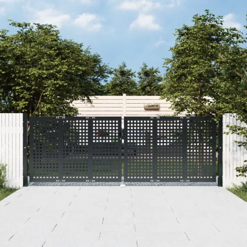 vidaXL antracitszürke acél kertkapu 300 x 150 cm