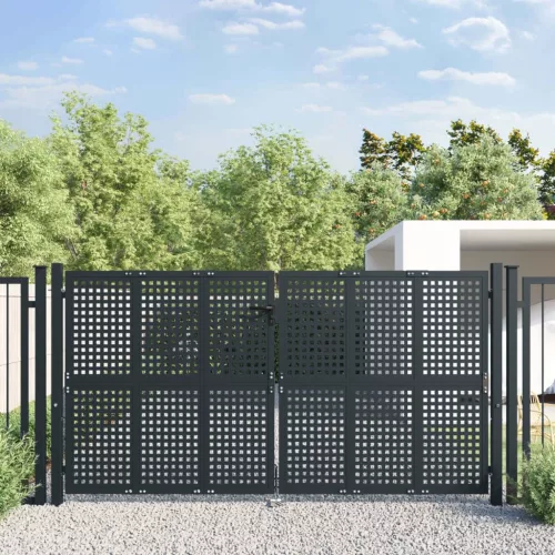 vidaXL antracitszürke acél kertkapu 300 x 150 cm
