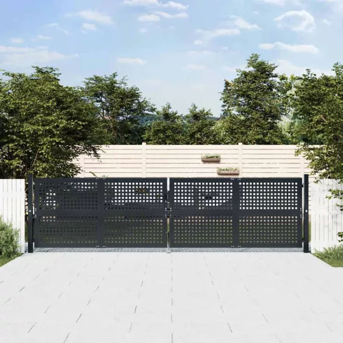 vidaXL antracit színű acél kerti kapu 400 x 125 cm