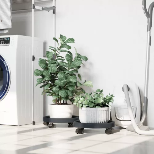 vidaXL 2 db szürke kerekes virágtartó átmérő 34 cm 35 kg