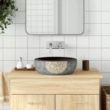   vidaXL fekete és barna kerámia kerek asztali mosdó Φ41 x 14 cm