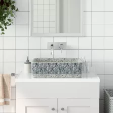   vidaXL szürke és kék kerámia négyszögletes asztali mosdó 46x35,5x13 cm