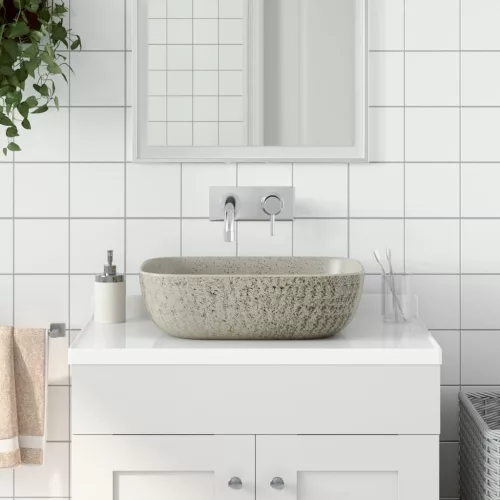 vidaXL szürke kerámia négyszögletes asztali mosdó 48 x 37,5 x 13,5 cm