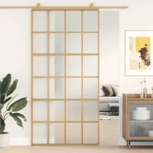   vidaXL aranyszínű ESG tejüveg és alumínium tolóajtó 102,5 x 205 cm