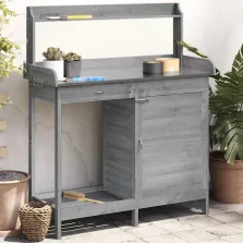   vidaXL szürke tömör fenyőfa ültetőasztal szekrénnyel 110,5x45x124,5 cm
