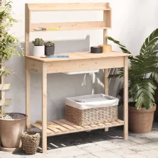   vidaXL tömör fenyőfa ültetőasztal mosogatóval 147,5x44x139,5 cm
