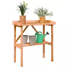   vidaXL barna tömör fenyőfa növénytartó asztal polccal 78x38x82,5 cm