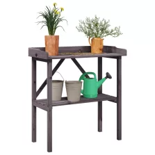   vidaXL szürke tömör fenyőfa növénytartó asztal polccal 78x38x82,5 cm