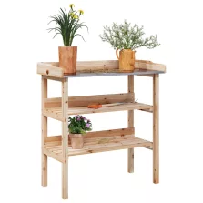   vidaXL tömör fenyőfa növénytartó asztal polcokkal 78x38x82,5 cm