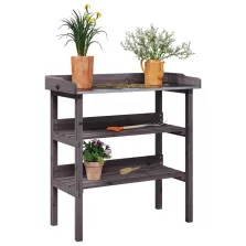   vidaXL szürke tömör fenyőfa növénytartó asztal polcokkal 78x38x82,5 cm