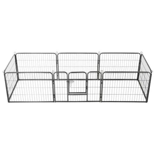 vidaXL fekete színű acél kutyakennel 8 panelből 60 x 80 cm