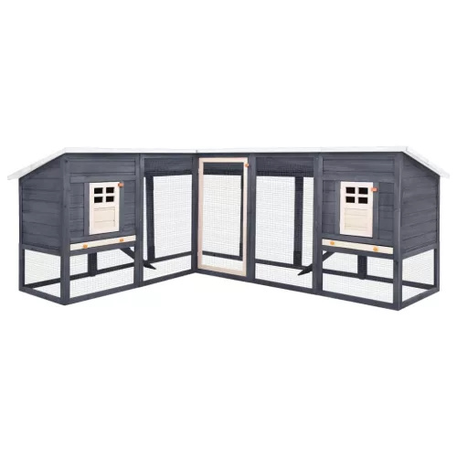 vidaXL szürke és fehér tömör fenyő kültéri nyúlketrec kifutóval