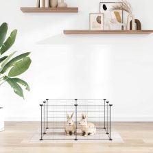 vidaXL 8 paneles fekete acél kisállatketrec 35 x 35 cm