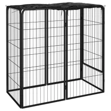   vidaXL 6-paneles fekete porszórt acél kutyakernel 50 x 100 cm