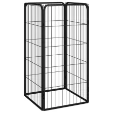  vidaXL 4 paneles fekete porszórt acél kutyakernel 50 x 100 cm