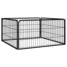   vidaXL 4 paneles fekete porszórt acél kutya járóka 100 x 50 cm