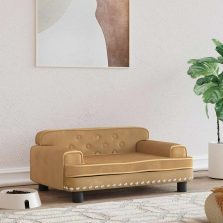 vidaXL barna bársony kutyaágy 70 x 45 x 30 cm