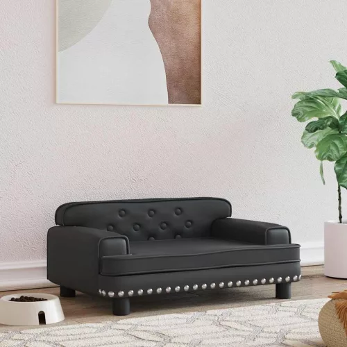 vidaXL fekete műbőr kutyaágy 70 x 45 x 30 cm