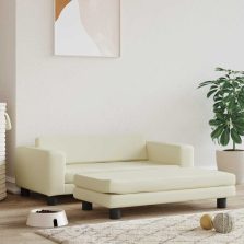  vidaXL krémszínű műbőr kutyaágy hosszabbítóval 100 x 50 x 30 cm