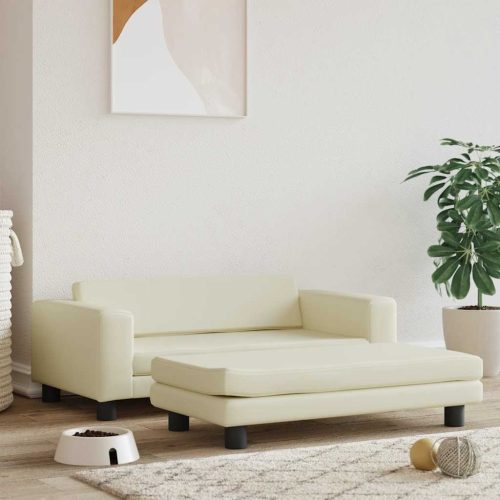 vidaXL krémszínű műbőr kutyaágy hosszabbítóval 100 x 50 x 30 cm