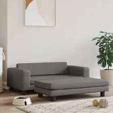   vidaXL szürke műbőr kutyaágy hosszabbítóval 100 x 50 x 30 cm