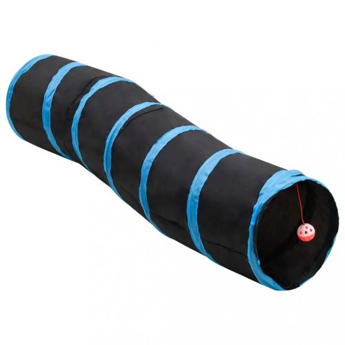 vidaXL fekete és kék S-alakú poliészter macskaalagút 122 cm