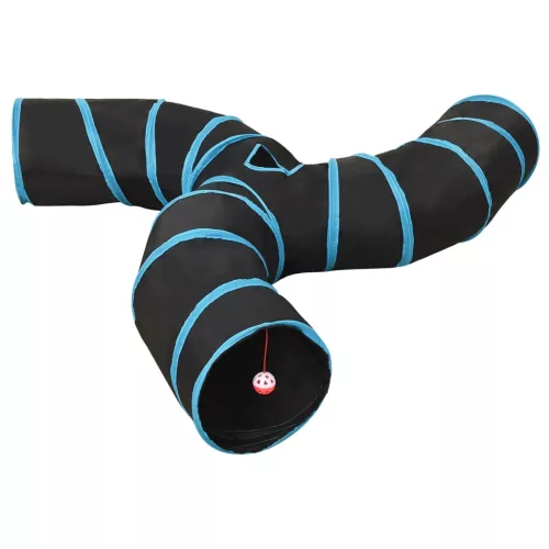 vidaXL fekete-kék 3-irányú poliészter macskaalagút 25 cm