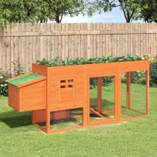 vidaXL barna tömör fenyőfa tyúkól 204 x 50 x 84 cm