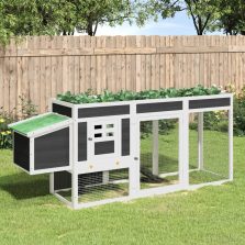 vidaXL szürke tömör fenyőfa tyúkól 204 x 50 x 84 cm