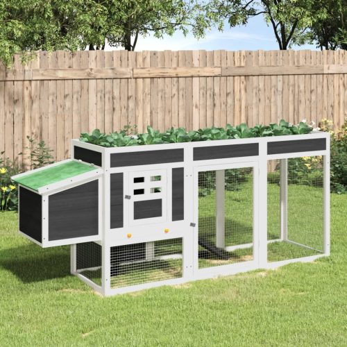 vidaXL szürke tömör fenyőfa tyúkól 204 x 50 x 84 cm