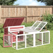   vidaXL mokkabarna tömör fenyőfa nyúlketrec 144 x 123 x 67,5 cm