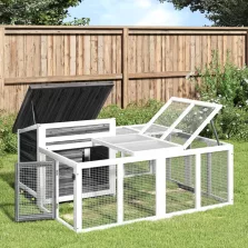   vidaXL szürke tömör fenyőfa nyúlketrec 144 x 123 x 67,5 cm