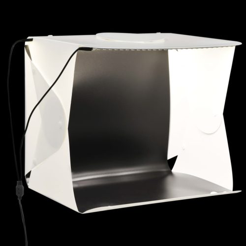 vidaXL fehér műanyag összecsukható softbox LED-lámpával 40x34x37 cm